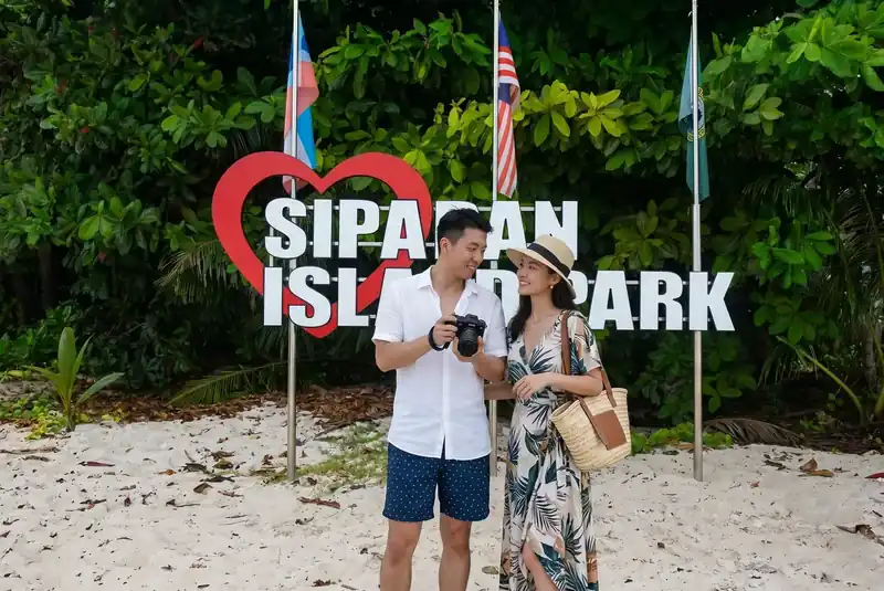 Entrance sign board for the Sipadan Island Marine Park F-Lina Water Villa Resort